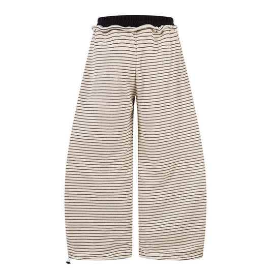 Stripe Spliced Fake Two-Piece Sweatpants Unisex Loose Casual Versatile Wide Leg Pants