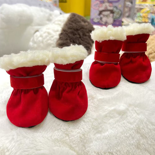 Small Dog Winter Boots, Waterproof Anti-Skid Paw Protectors for Chihuahua Teddy Puppy