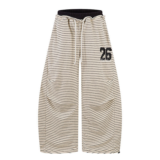 Stripe Spliced Fake Two-Piece Sweatpants Unisex Loose Casual Versatile Wide Leg Pants